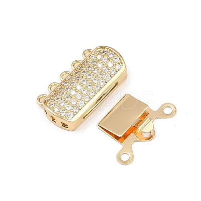 Brass Micro Pave Clear Cubic Zirconia Box Clasps KK-L255-02G-04-1