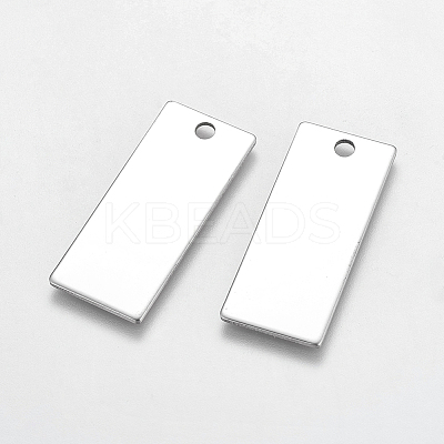 Tarnish Resistant 304 Stainless Steel Rectangle Pendants X-STAS-R058-02-1