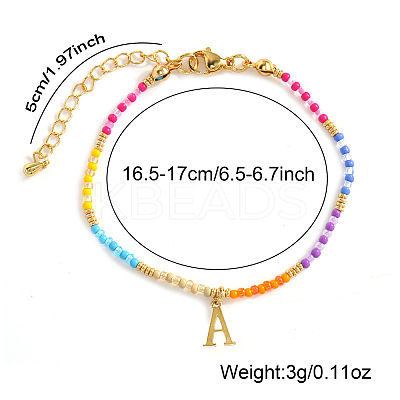 Brass Letter Charm Bracelets FM8278-1-1