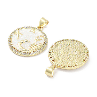 Brass Micro Pave Clear Cubic Zirconia Pendants KK-L213-010G-01-1