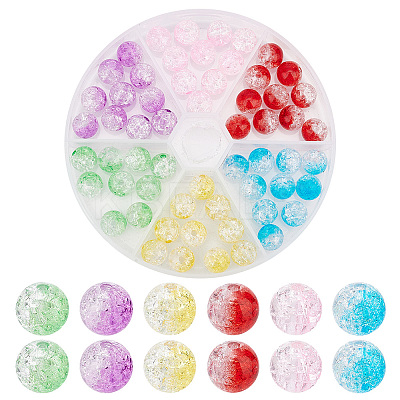 Wholesale Spray Painted Transparent Crackle Glass Beads 