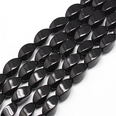Natural Black Onyx Beads Strands G-P161-07-12x6mm-1