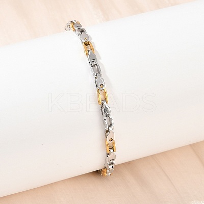 201 Stainless Steel Link Chain Bracelets for Men Women BJEW-B143-03GP-1