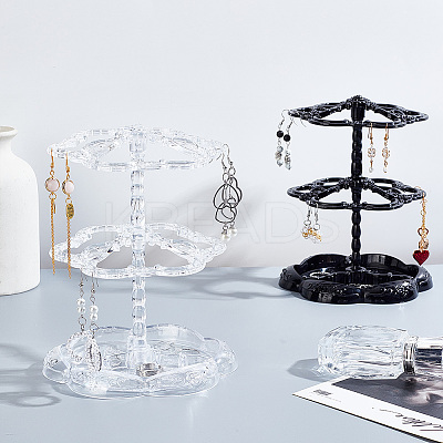 2 Sets 2 Colors 2-Tier 360 Rotating Plastic Jewelry Organizer Display Stands EDIS-PH0001-88-1
