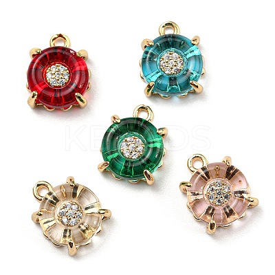 Brass Micro Pave Cubic Zirconia Charms KK-D038-03G-1