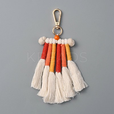 Cotton Rope Braided Tassel Pendant Decorations HJEW-WH0043-11KCG-1