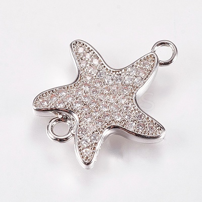 Brass Micro Pave Cubic Zirconia Links ZIRC-I018-10A-P-NR-1