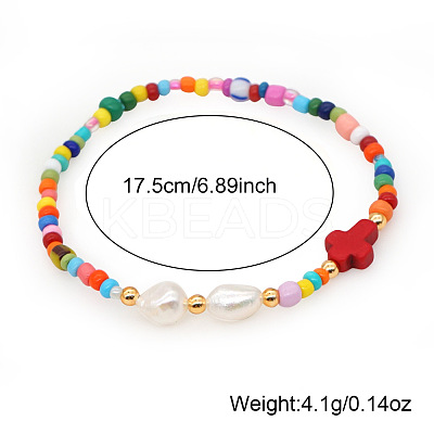 Glass Seed Beaded Stretch Bracelets FX6594-4-1