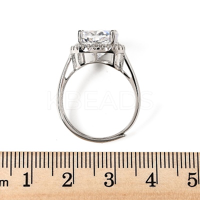 Adjustable 925 Sterling Silver Micro Pave Cubic Zirconia Cuff Rings for Women RJEW-F183-01B-01-1