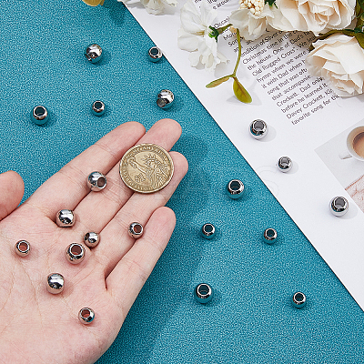 120Pcs 2 Styles 304 Stainless Steel European Beads FIND-HS0001-23-1
