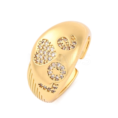 Brass Micro Pave Clear Cubic Zirconia Cuff Rings for Women RJEW-U047-04G-1