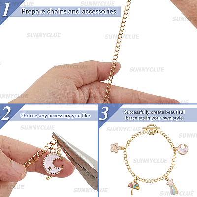 12Pcs 304 Stainless Steel Twisted Curb Chains Bracelets BJEW-SC0001-61G-1
