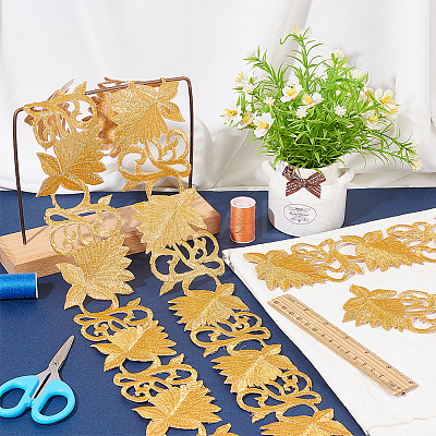 2M Floral Embroidery Iron on/Sew on Polyester Ribbon Patches OCOR-FG0001-75D-1