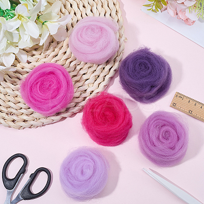 18Pcs 6 Colors DIY Wool Roving DIY-SP0005-80A-1