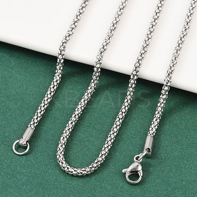 Tarnish Resistant 304 Stainless Steel Popcorn Chain Necklaces NJEW-J032-22P-1