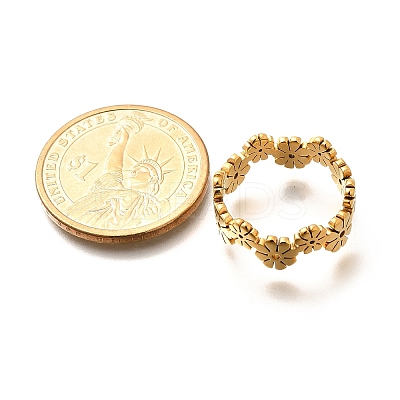 201 Stainless Steel Daisy Finger Ring for Women LS-RJEW-A053-01G-1