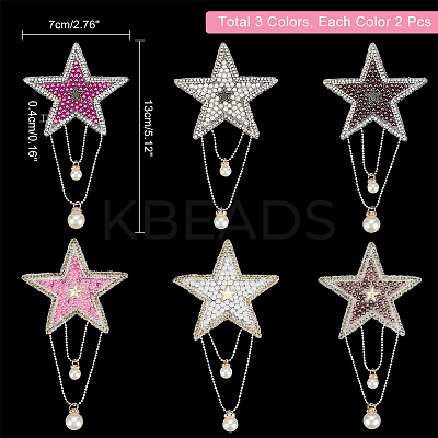 6Pcs 3 Colors Glass Hotfix Rhinestone Iron on Patches DIY-AR0002-28-1