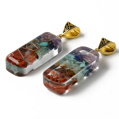 Rectangle Epoxy Resin Big Pendants X-G-R478-20-1
