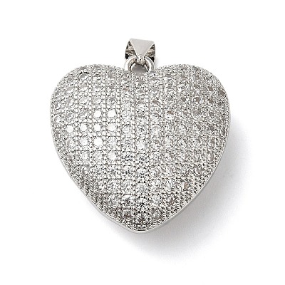 Brass Micro Pave Clear Cubic Zirconia Pendants KK-B094-06P-1