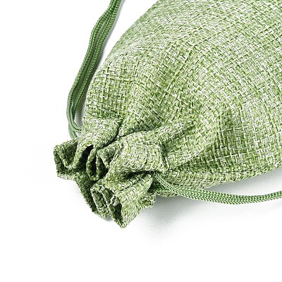 Polyester Imitation Burlap Packing Pouches Drawstring Bags ABAG-R005-14x10-02-1