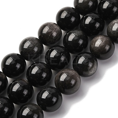 Natural Silver Sheen Obsidian Beads Strands G-F808-C01-16mm-1