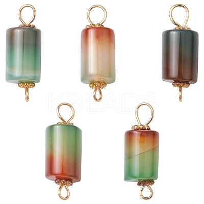 Natural Peacock Agate Connector Charms PALLOY-YW0001-54-1