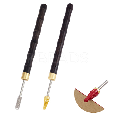 2Pcs 2 Styles Stainless Steel Leather Edge Oil Pen TOOL-NB0002-29B-1