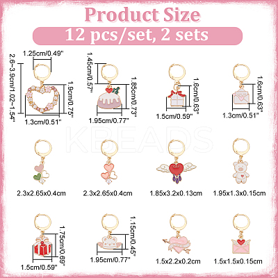 Valentine's Day Alloy Enamel with ABS Plastic Imitation Pearl Pendant Stitch Markers HJEW-AB00291-1