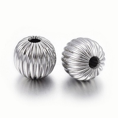Tarnish Resistant 304 Stainless Steel Corrugated Beads STAS-P218-24-10mm-1