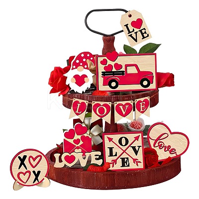 Valentine's Day Wood Tiered Tray Decor Sets PW-WG41901-02-1