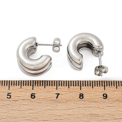 304 Stainless Steel C-Shaped Stud Earrings EJEW-S272-01P-1