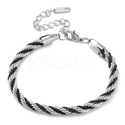 304 Stainless Steel Rope Chain Bracelets for Women BJEW-G712-14A-PEB-1