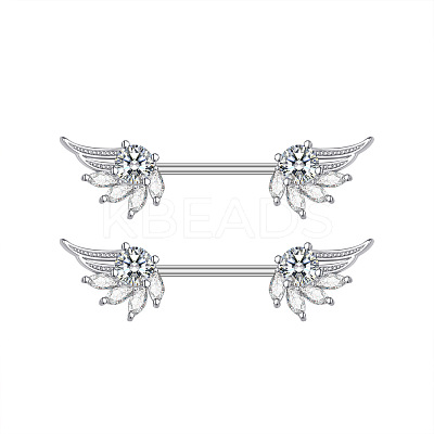 304 Stainless Steel Cubic Zirconia Nipple Rings WG0A897-01-1
