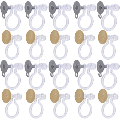 20Pcs 2 Styles 304 Stainless Steel & Plastic Clip-on Earring Findings STAS-SC0006-82-1