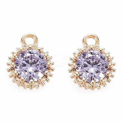 Brass Micro Pave Cubic Zirconia Charms KK-S356-772F-1
