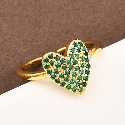 Brass Micro Pave Cubic Zirconia Cuff Rings for Women RJEW-Z113-01G-02-1