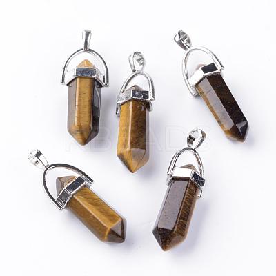 Natural Tiger Eye Double Terminated Pointed Pendants G-S240-11-1