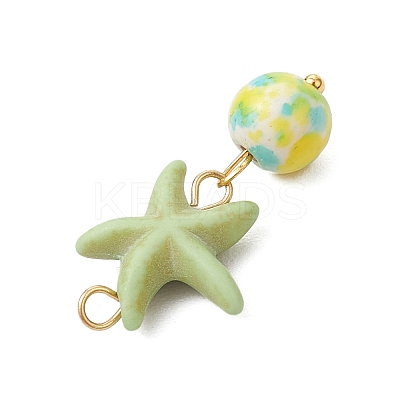 8Pcs 8 Colors Dyed Synthetic Turquoise Starfish Round Pendants PALLOY-JF04128-02-1