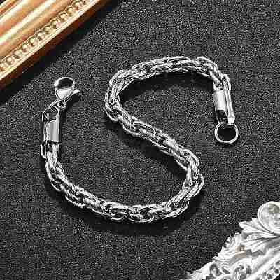 304 Stainless Steel Rope Chain Bracelets for Men Women BJEW-Q038-09P-1