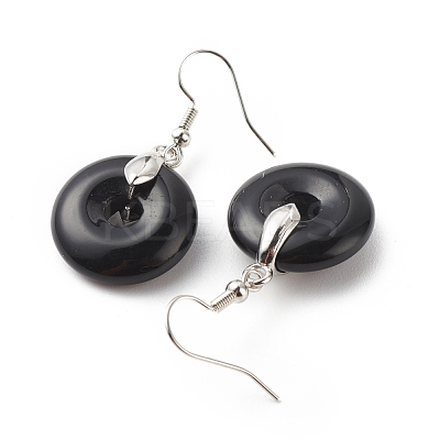 Gemstone Donut Dangle Earrings EJEW-G300-01P-1