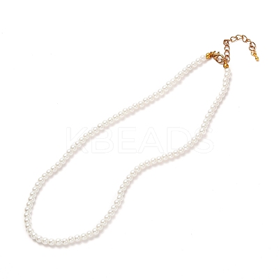 Vintage Painted Round Glass Pearl Beaded Necklace for Girl Women Mother NJEW-JN03665-1