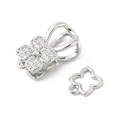Brass Micro Pave Clear Cubic Zirconia Interlocking Clasps KK-U059-16P-1