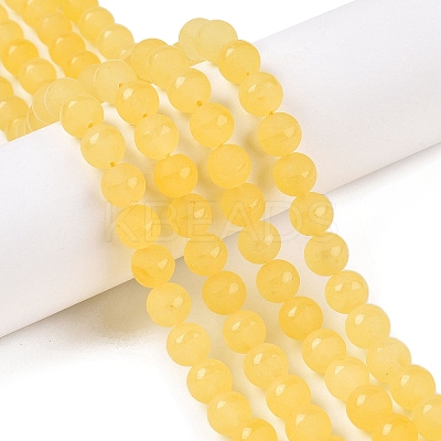 Frosted Natural White Jade Beads Strands G-T138-8mm-209J-1