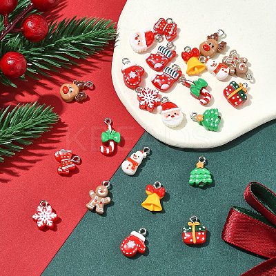 24Pcs 12 Styles Christmas Theme Opaque Resin Pendants RESI-FS0001-86B-1