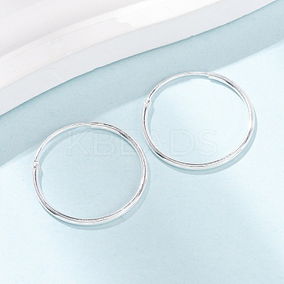 925 Sterling Silver Huggie Hoop Earrings EJEW-C179-05B-S-1