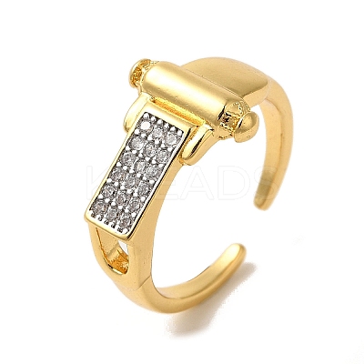 Brass Micro Pave Cubic Zirconia Cuff Rings for Women RJEW-G325-09GP-1