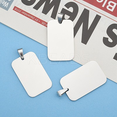 Tarnish Resistant Rectangle Tag Pendants LS-STAS-H061-04-1