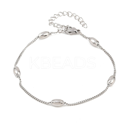 201 Stainless Steel Curb Chain Bracelets for Women BJEW-G767-01A-P-1