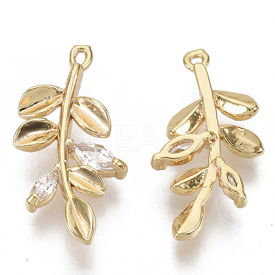 Brass Cubic Zirconia Pendants KK-T055-013G-NF-1
