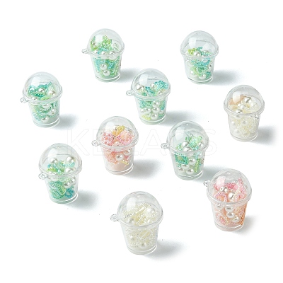 10Pcs Milk Tea Cup Theme Opaque Acrylic Pendants OACR-CJ0002-31-1